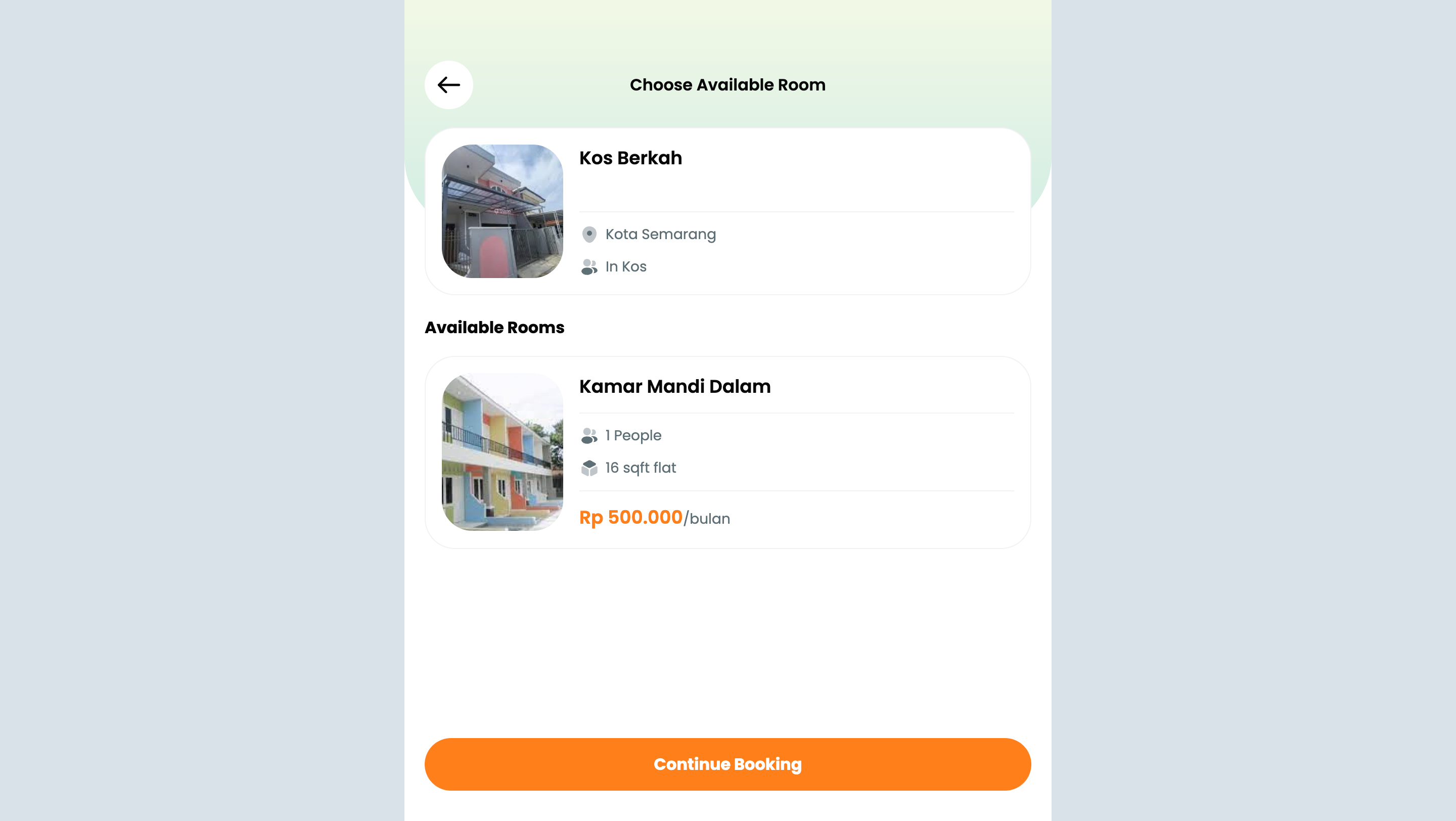 Screenshot Web Booking kos kosan 