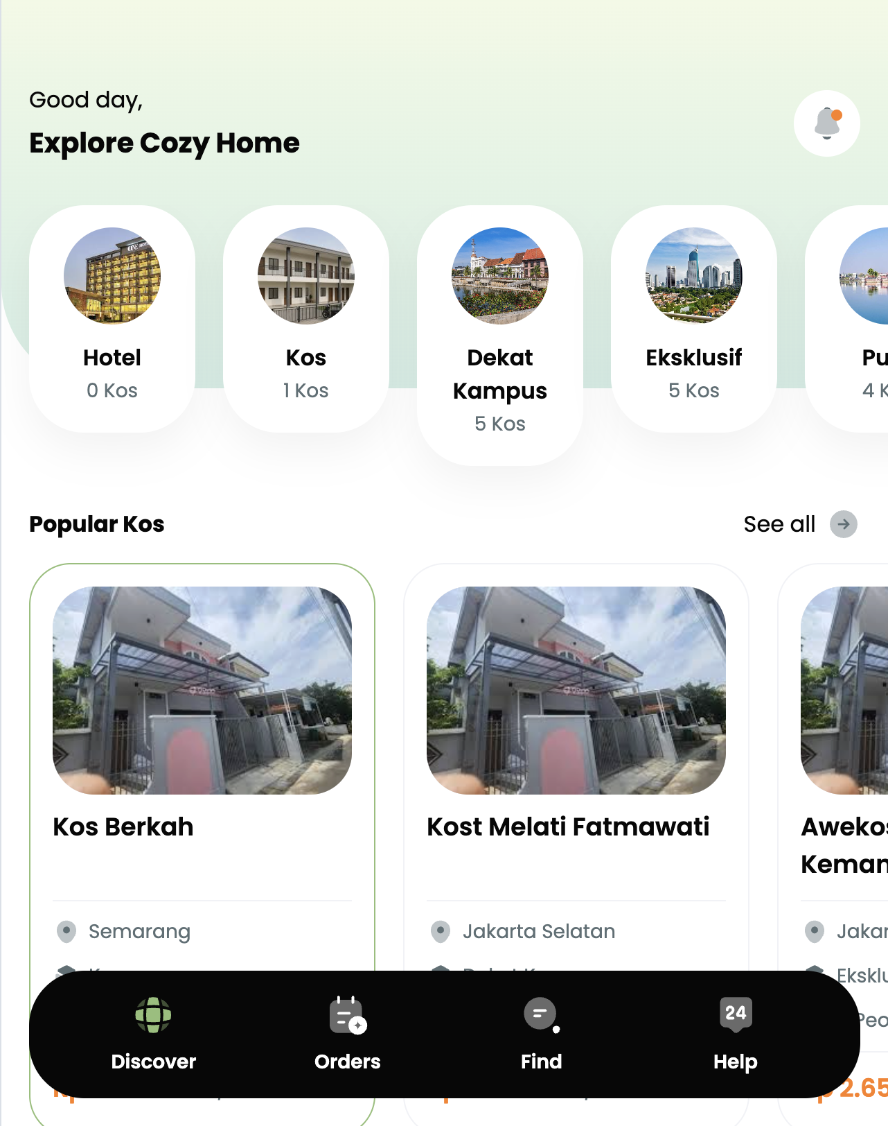 Screenshot Web Booking kos kosan 