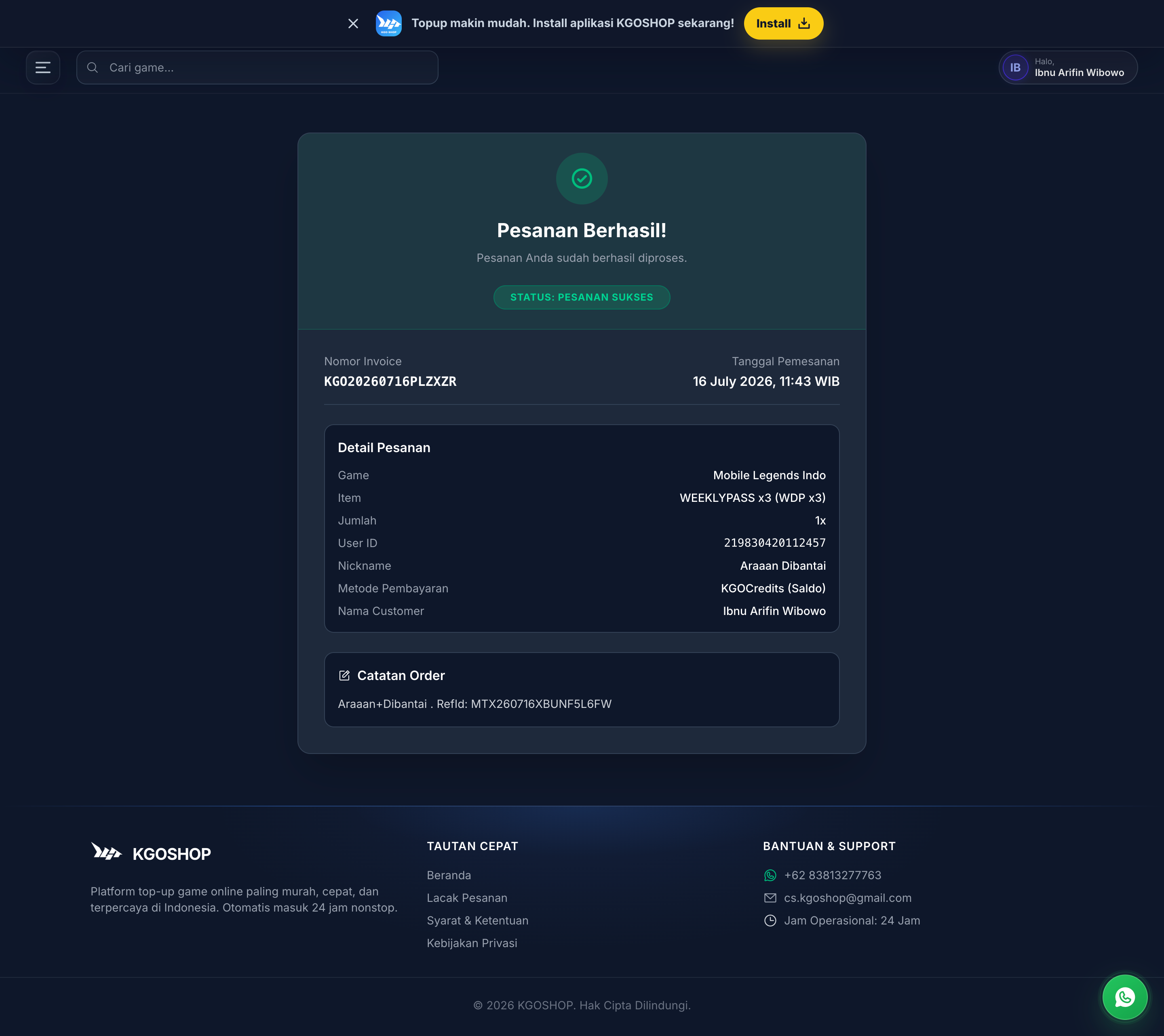 Screenshot Web Topup Game, Aplikasi Premium & PPOB
