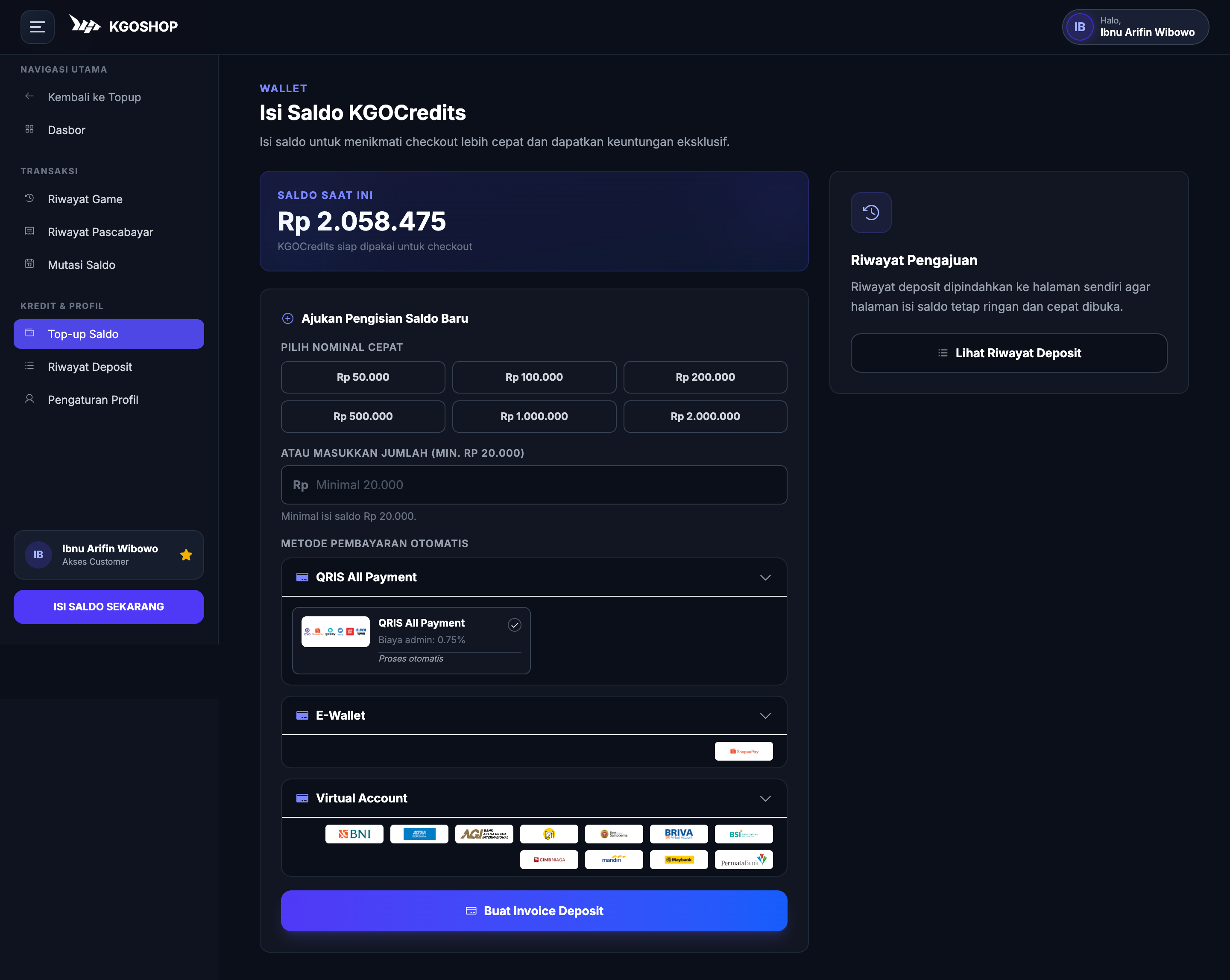 Screenshot Web Topup Game, Aplikasi Premium & PPOB